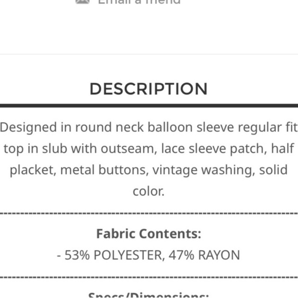 NWOT POL lace sleeve vintage washed blue top size large - Picture 2 of 4